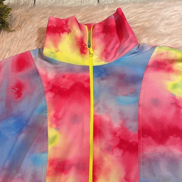 Terez Women's Tie-Dye Print Paneled Full Zip Windbreaker Jacket - Picture 5 of 10